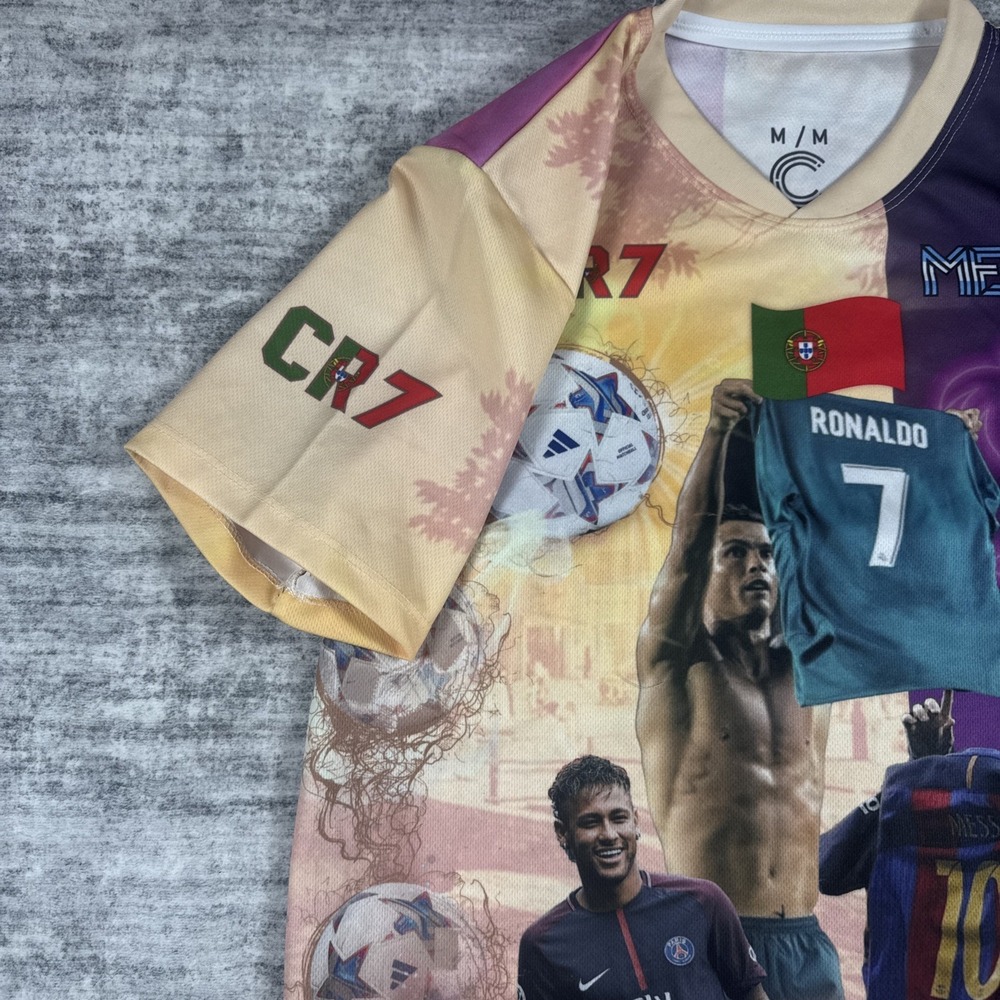Ronoldo x Messi x Neymar Soccer Jersey T-Shirt Graphic Soccer Cr7 Size M/M Light - Picture 5 of 8